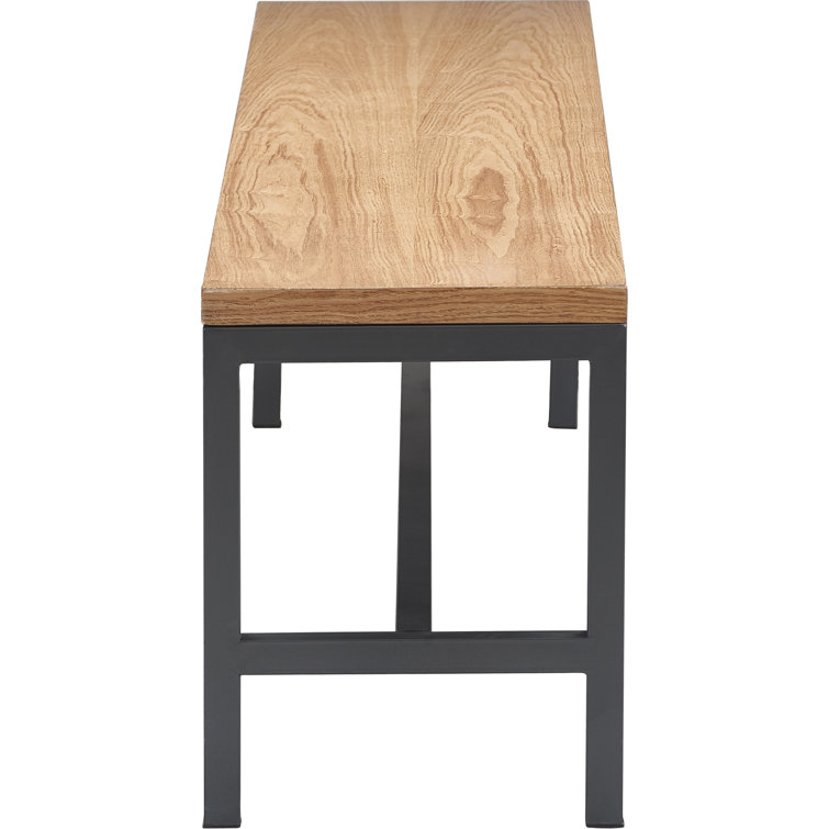 Robson 69'' Light Oak and Black Metal Industrial Dining Bench