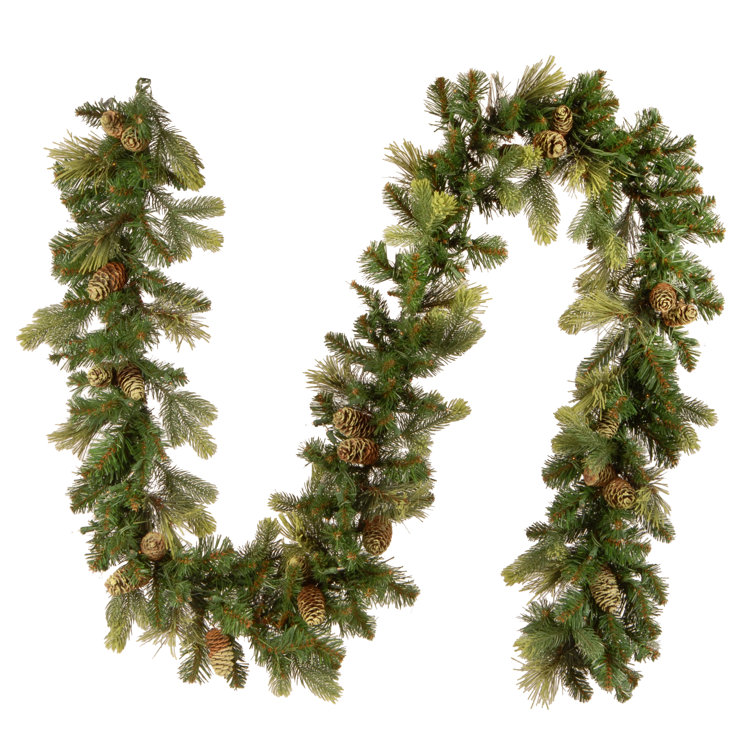 Carolina Pine Festive Pre-Lit Garland with Pine Cones, 9 ft.