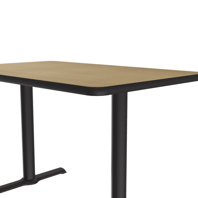 Contemporary Walnut Laminate 60'' Dining Table with Black Base