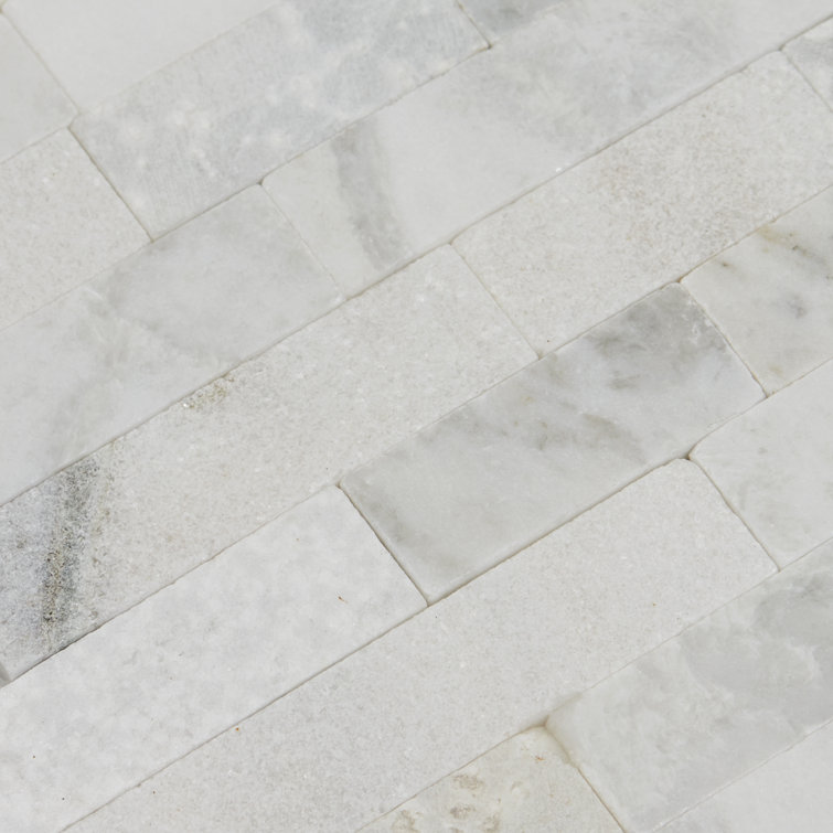 Daphne White 11x12 Marble Herringbone Mosaic Tile