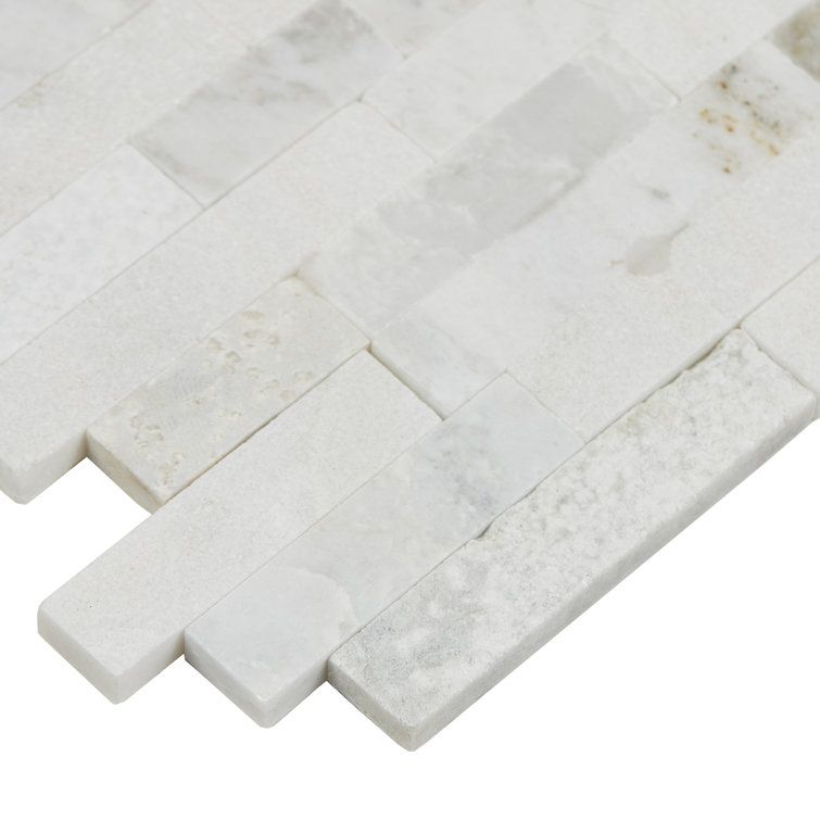 Daphne White 11x12 Marble Herringbone Mosaic Tile