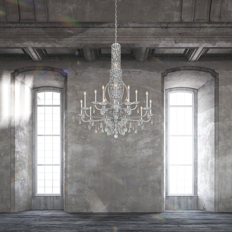 Sarella Stainless Steel 10-Light Empire Chandelier with Clear Heritage Crystals