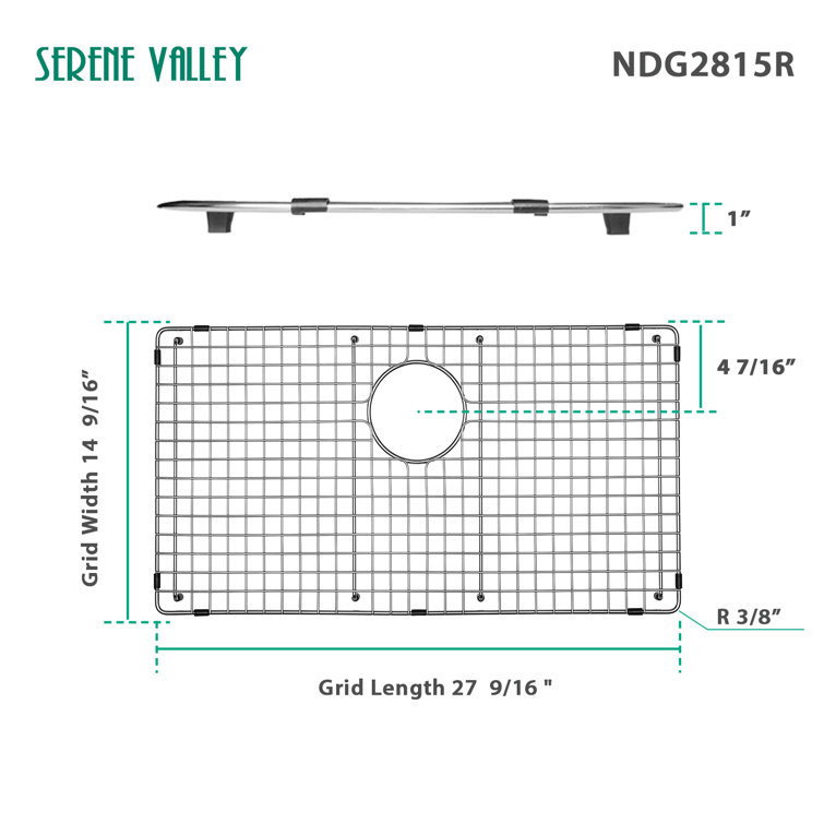27.56" x 14.57" Stainless Steel Sink Grid with Rear Drain