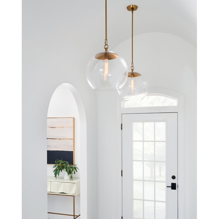 Burnished Brass Globe Pendant with Clear Glass Shade
