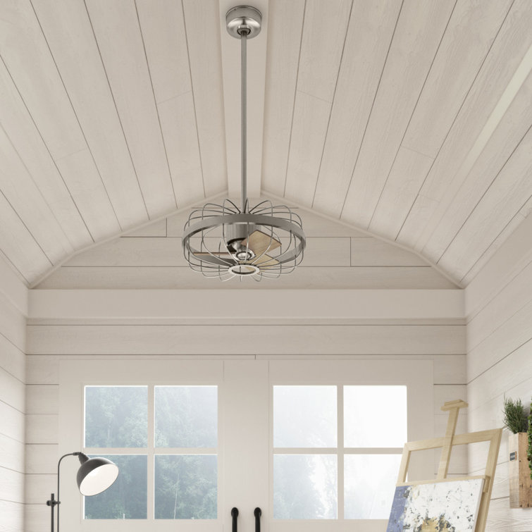 Roswell Industrial 16" Brushed Nickel Ceiling Fan with Reversible Blades