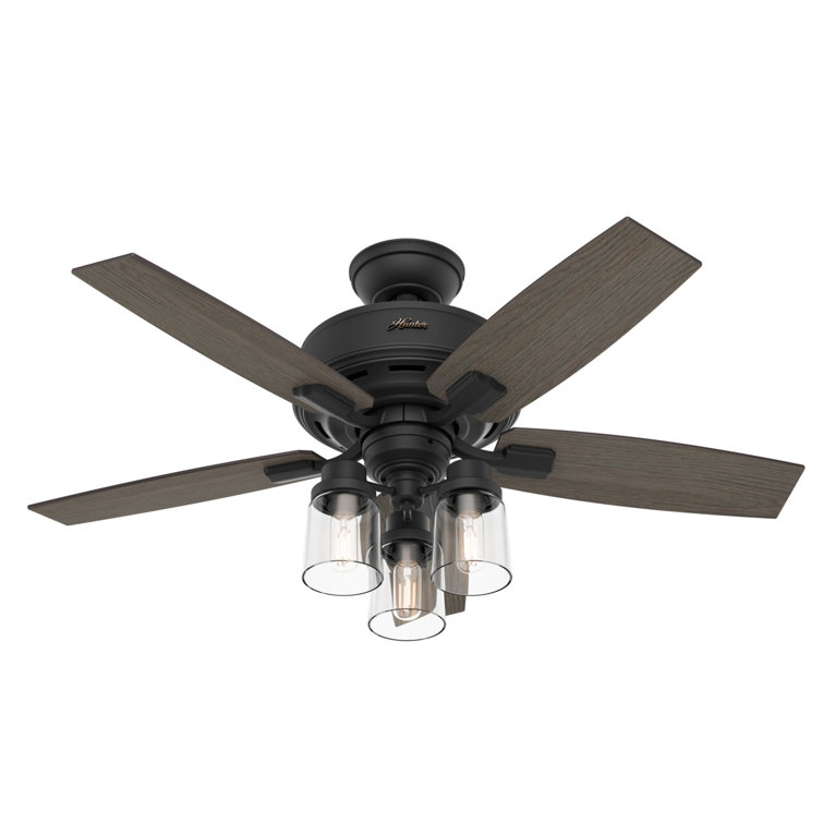Bennett 44" Matte Black Low Profile Ceiling Fan with LED Light & Remote