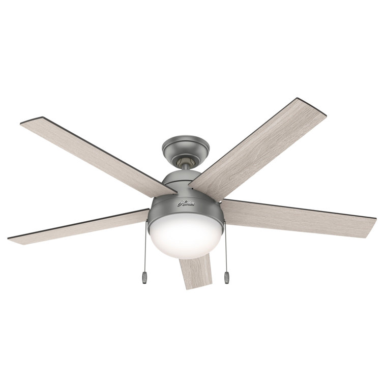 Anslee 52" Matte Silver Low Profile Ceiling Fan with LED Light