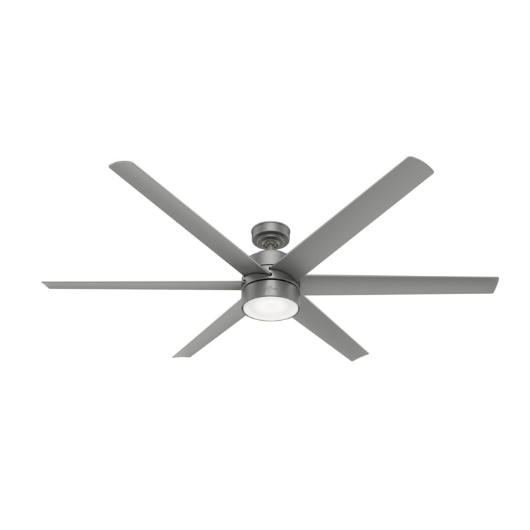 Solaria 72" Matte Silver Outdoor Ceiling Fan with LED Light and Remote