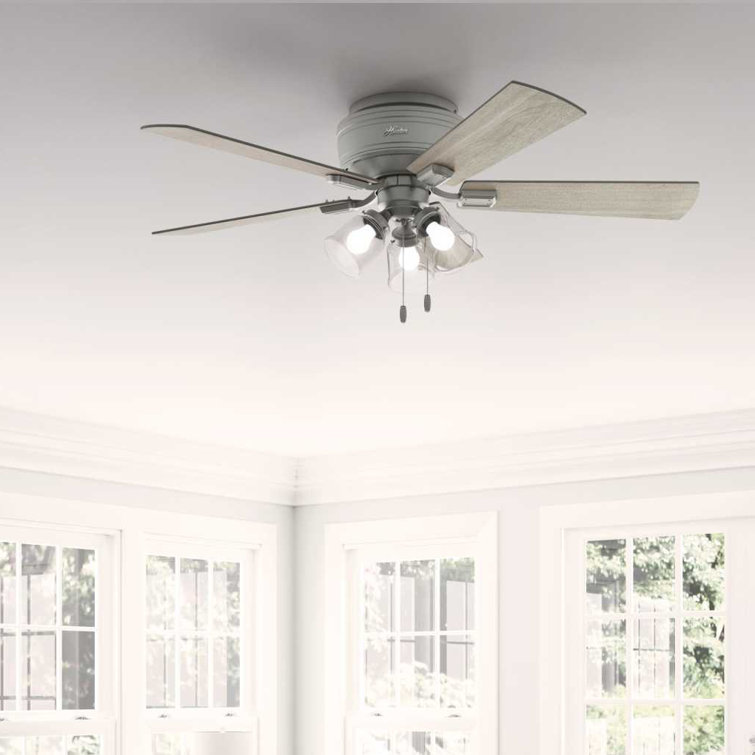 Matte Silver 52" Low Profile Ceiling Fan with LED Light