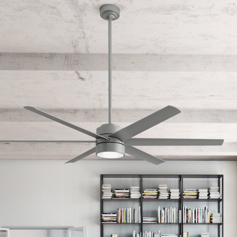 Solaria 72" Matte Silver Outdoor Ceiling Fan with LED Light and Remote