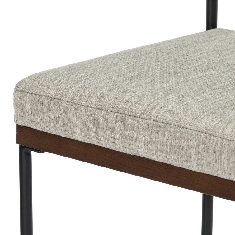 Modern Almond Nettlewood & Black Iron Swivel Bar Stool with Flannel Seat