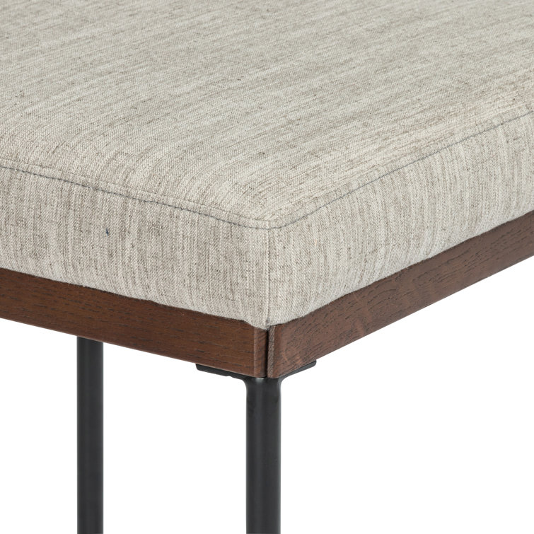 Modern Almond Nettlewood & Black Iron Swivel Bar Stool with Flannel Seat