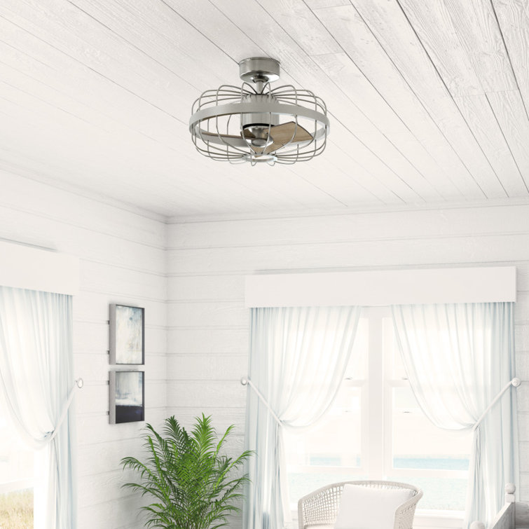 Roswell Industrial 16" Brushed Nickel Ceiling Fan with Reversible Blades
