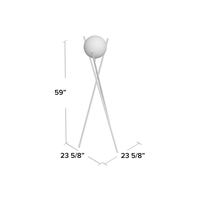 Salvezinas Adjustable Black Tripod Floor Lamp with White Glass Sphere