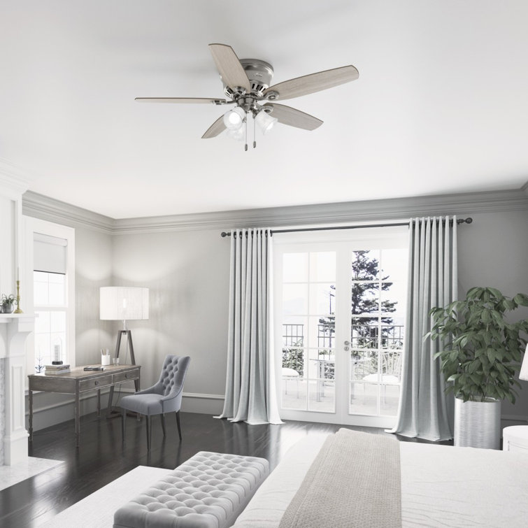 Brushed Nickel 52" Low Profile Ceiling Fan with LED Lights