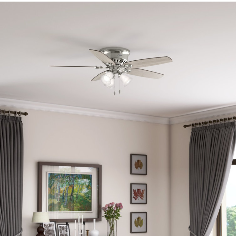 Brushed Nickel 52" Low Profile Ceiling Fan with LED Lights