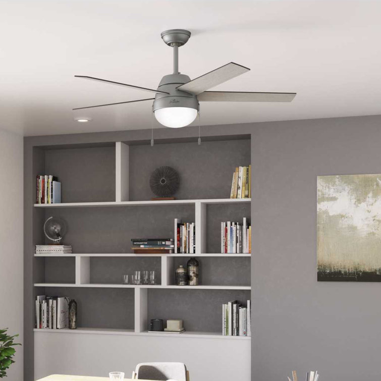 Anslee 52" Matte Silver Low Profile Ceiling Fan with LED Light
