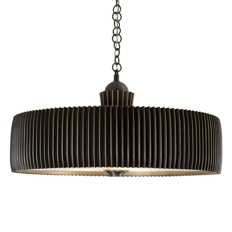 Bronze Drum 3-Light Metal Pendant with Frosted Glass Diffuser