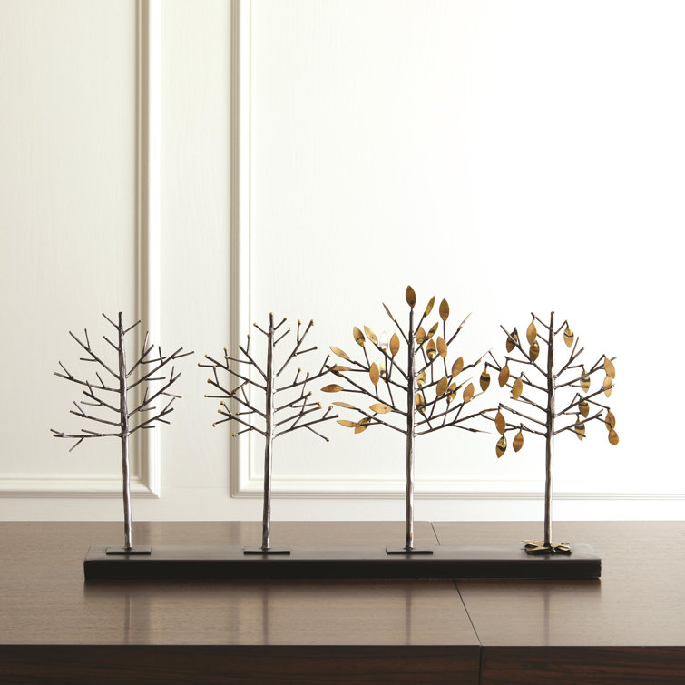 Gold Iron Four Seasons Tree Sculpture, 24.5" Length