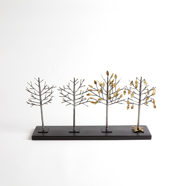 Gold Iron Four Seasons Tree Sculpture, 24.5" Length