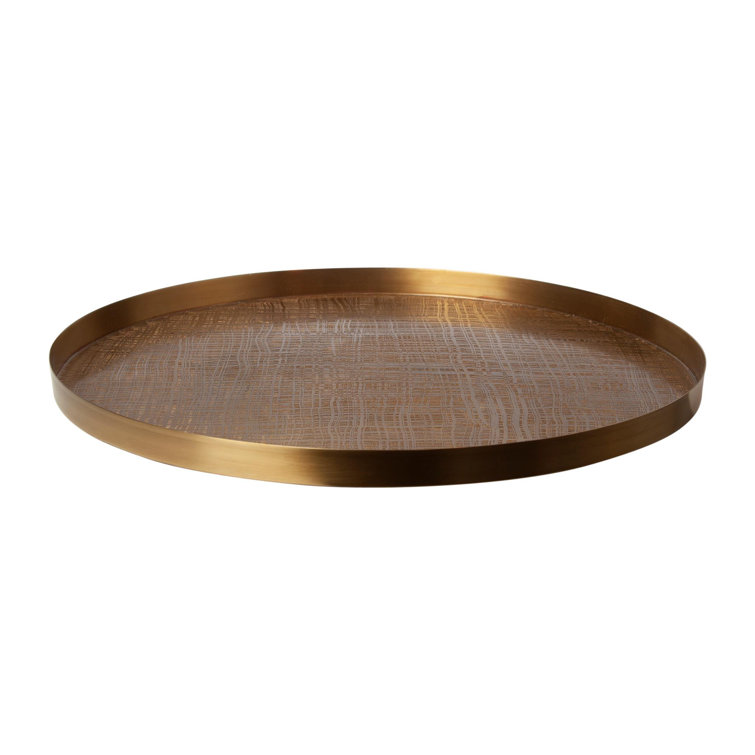 Antique Brass Round Hand-Etched Multipurpose Tray