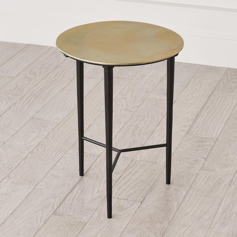 Round Brass and Black Metal Accent Table