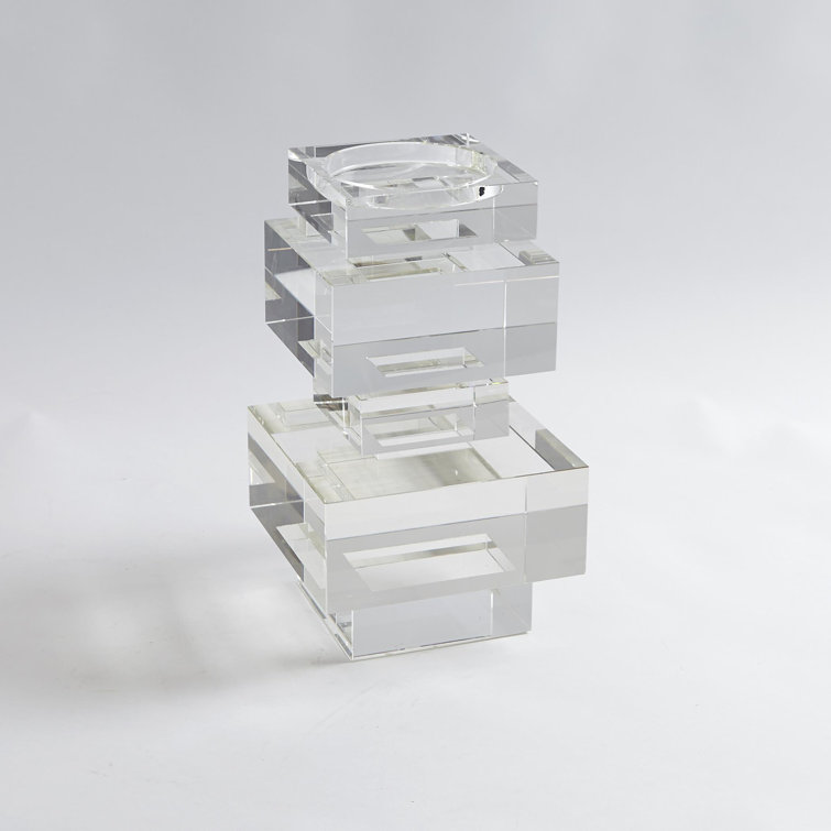 Transitional Geometric Crystal Pillar Candlestick Holder