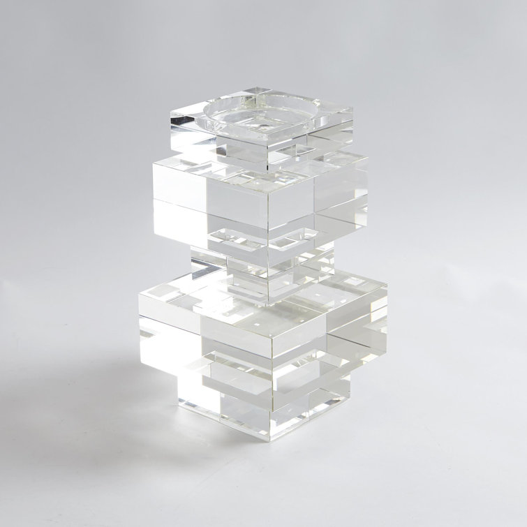 Transitional Geometric Crystal Pillar Candlestick Holder