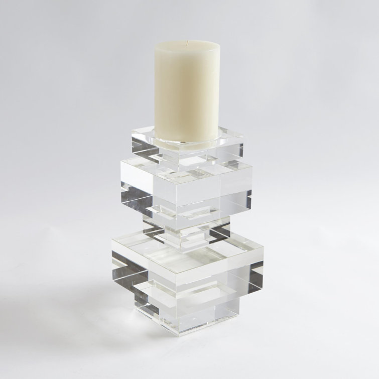 Transitional Geometric Crystal Pillar Candlestick Holder