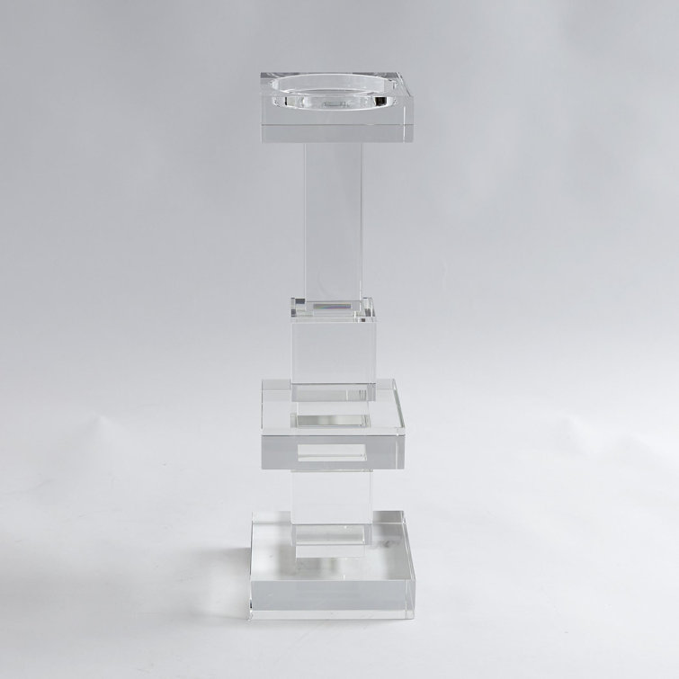 Elegant 18.25'' Polished Crystal Pillar Candle Holder