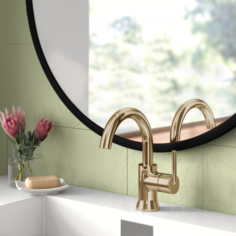 Champagne Bronze High-Arc Single Handle Bathroom Faucet