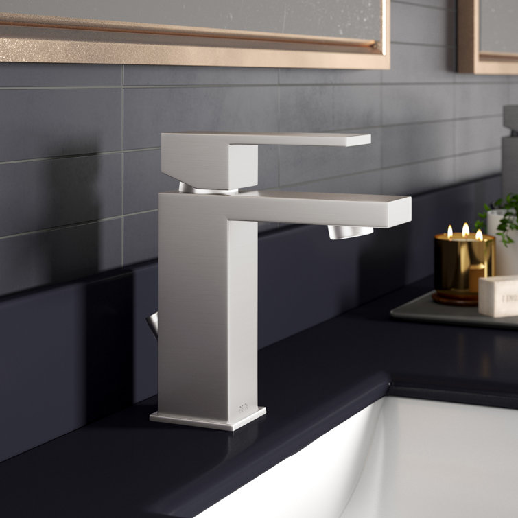 Sleek Modern Single Hole Stainless Steel Bathroom Faucet with Drain Assembly