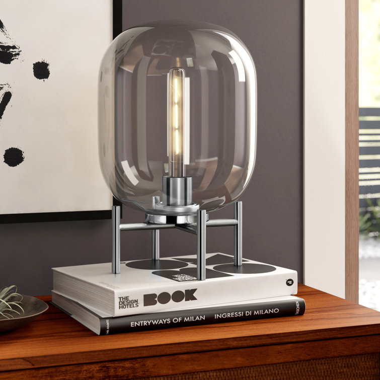 Edison Silver Nickel Finish Globe Glass Table Lamp
