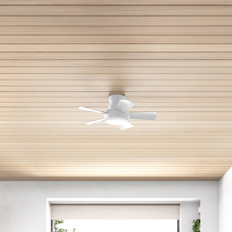 Vox 38" Matte White Smart Flush Mount Ceiling Fan with LED