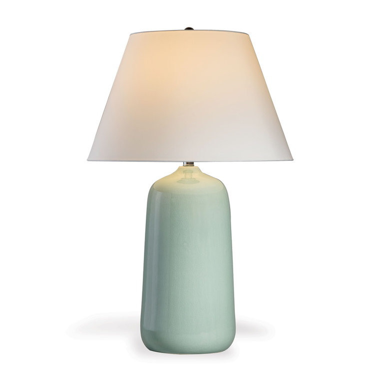 Celadon Porcelain Table Lamp with White Polyester Shade