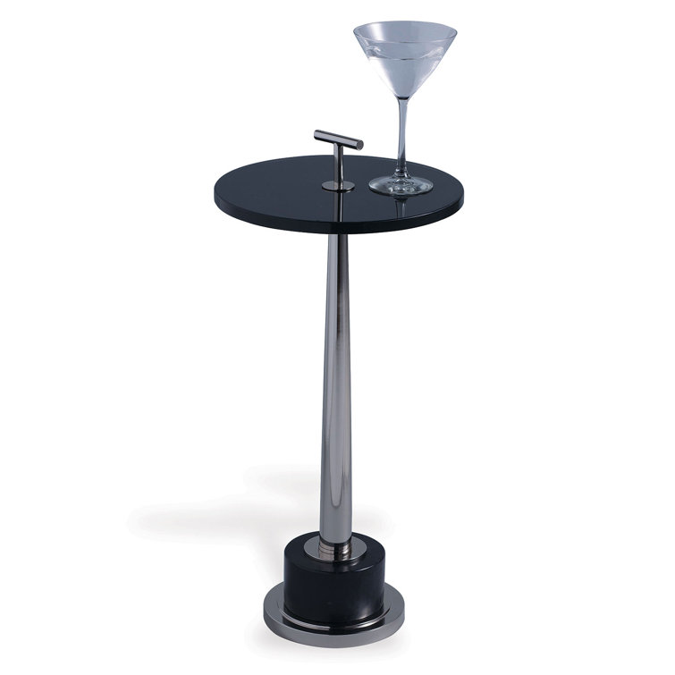 Black Nickel Round Glass Pedestal End Table