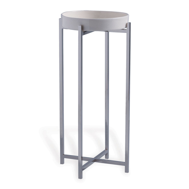 Jody Cream Crackle Porcelain Tray Top Round End Table