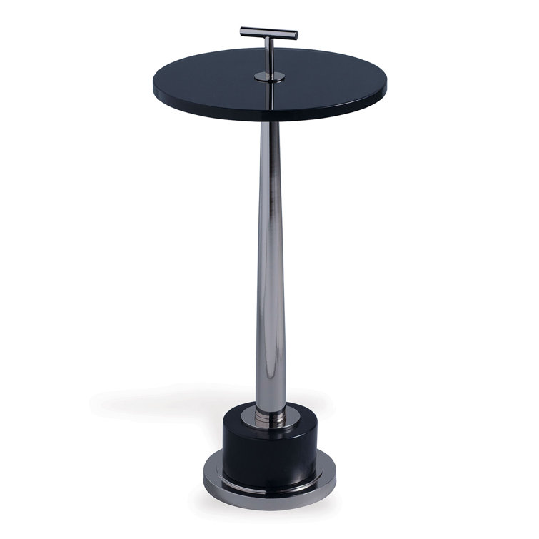 Black Nickel Round Glass Pedestal End Table
