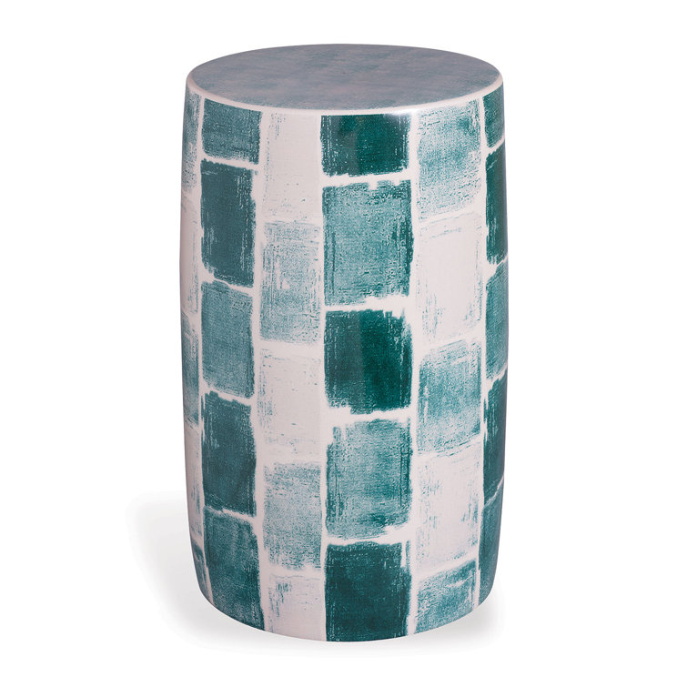 Celadon and Emerald Green Porcelain Garden Stool with Cross Base