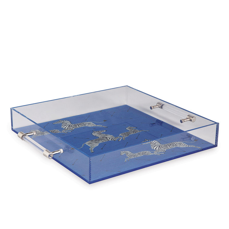 Zebra Blue and Clear Acrylic Decorative Tray
