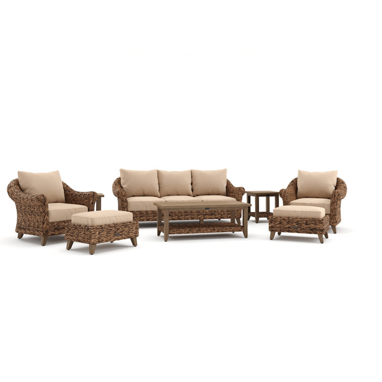 Heritage Brown Wicker 8-Piece Outdoor Seating Set with Cushions