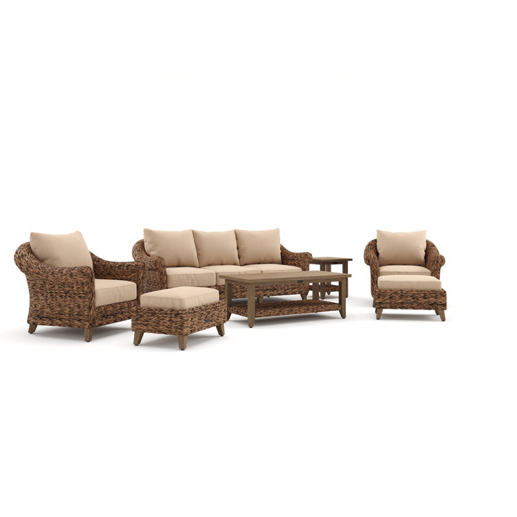 Heritage Brown Wicker 8-Piece Outdoor Seating Set with Cushions