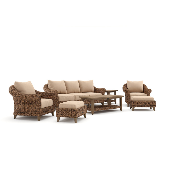 Heritage Brown Wicker 8-Piece Outdoor Seating Set with Cushions