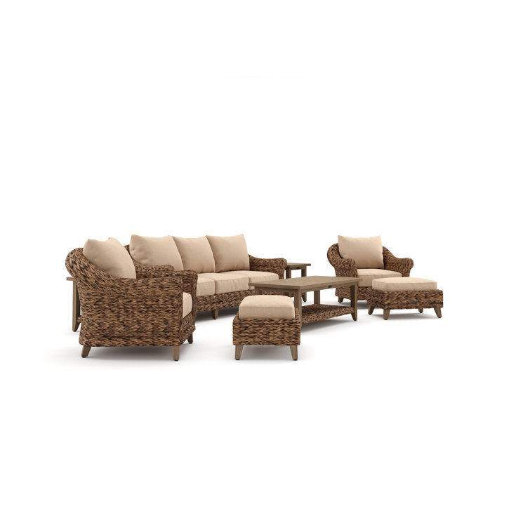 Heritage Brown Wicker 8-Piece Outdoor Seating Set with Cushions