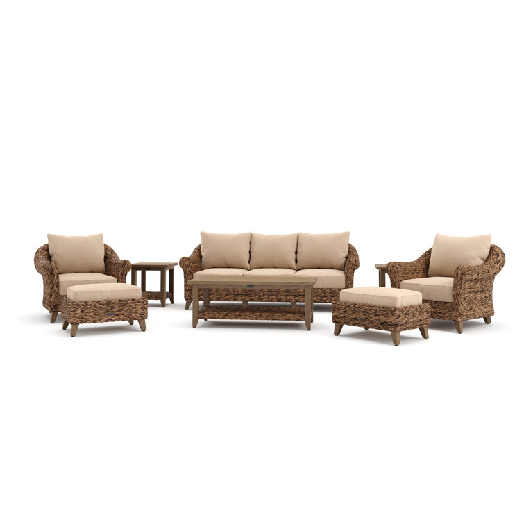 Heritage Brown Wicker 8-Piece Outdoor Seating Set with Cushions