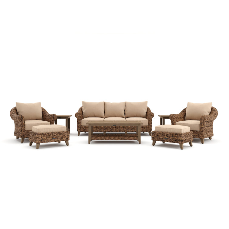 Heritage Brown Wicker 8-Piece Outdoor Seating Set with Cushions