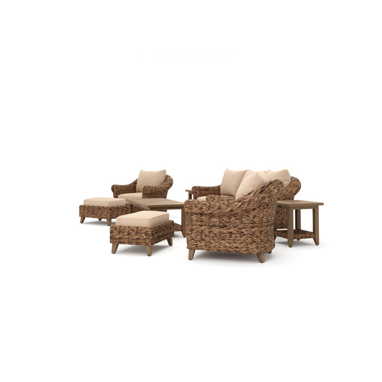 Heritage Brown Wicker 8-Piece Outdoor Seating Set with Cushions