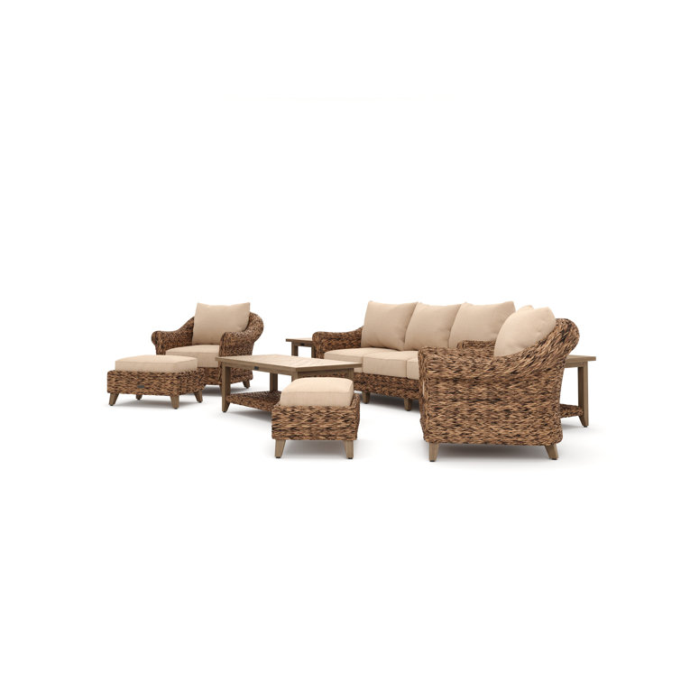 Heritage Brown Wicker 8-Piece Outdoor Seating Set with Cushions