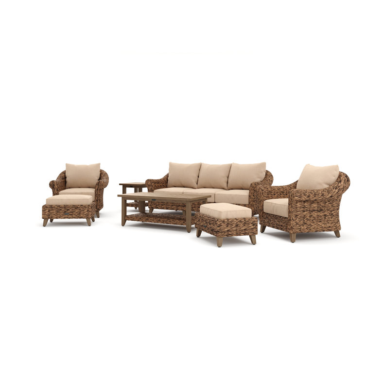 Heritage Brown Wicker 8-Piece Outdoor Seating Set with Cushions