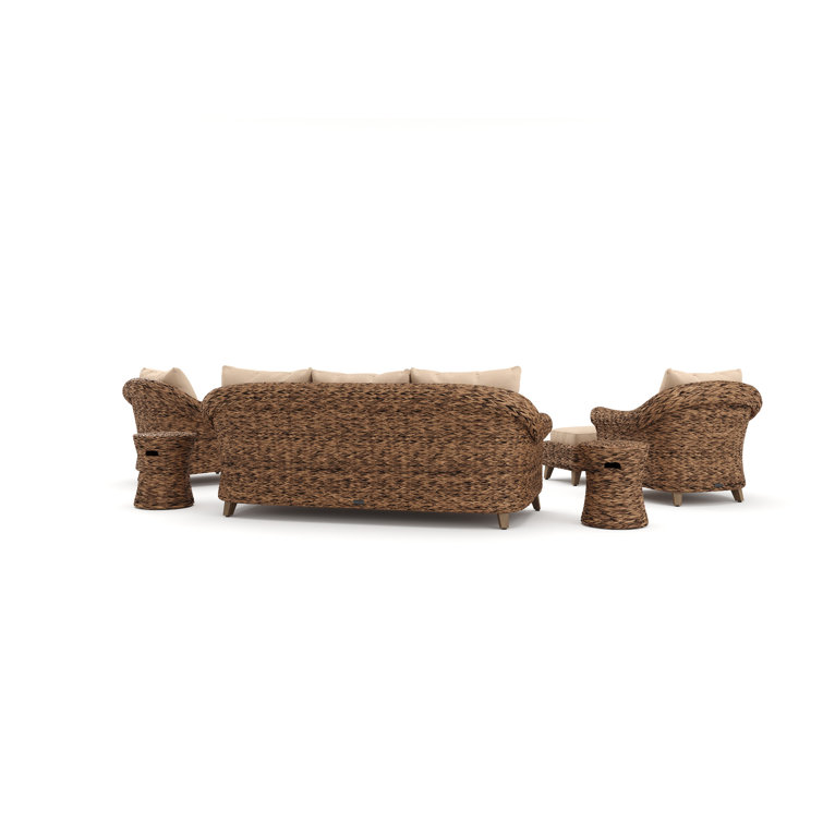 Heritage Brown 8-Piece Wicker Outdoor Sofa Set with Beige Cushions
